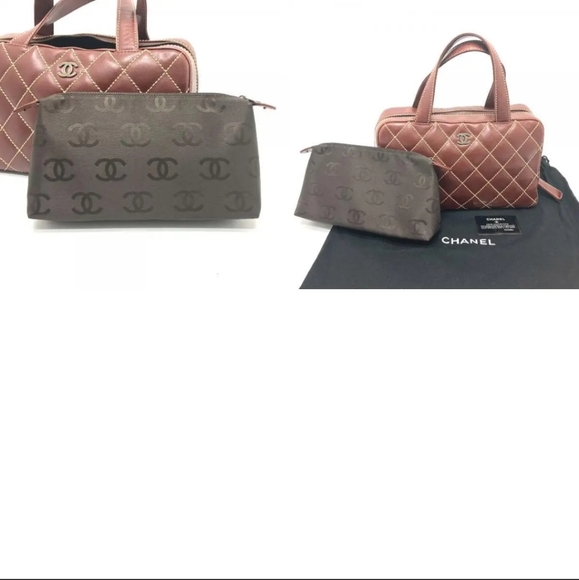 AUTHENTIC CHANEL CC Wild stitch Vintage fashion accessories Hand Bag Leather Bro - Picture 12 of 12